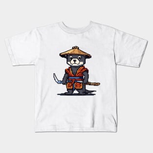 Master Otter Samurai Pixel Kids T-Shirt